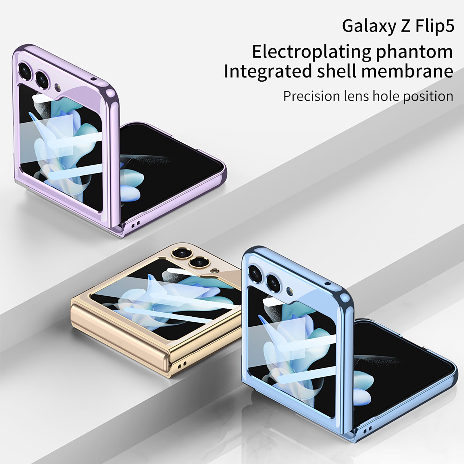 GKK For Samsung Galaxy Z Flip5 5G Folding Phone Cover Shell Electroplating Plastic Phone Case with Tempered Glass Screen Film GKK For Samsung Galaxy Z Flip5 5G Folding Phone Cover Shell Electroplating Plastic Phone Case with Tempered Glass Screen Film